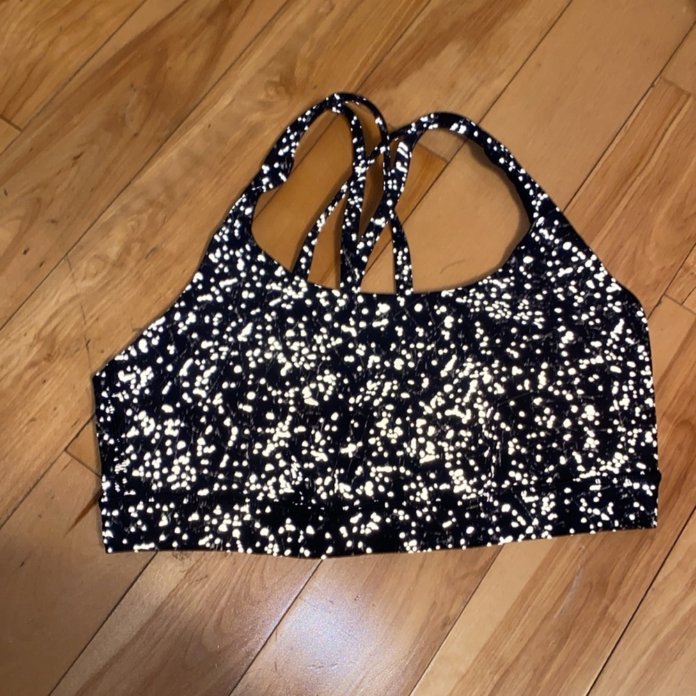 Lululemon Reflective Black and White Speckled Sports Bra